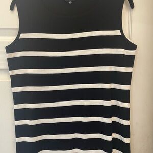 Misook Black and White Striped Tank Top